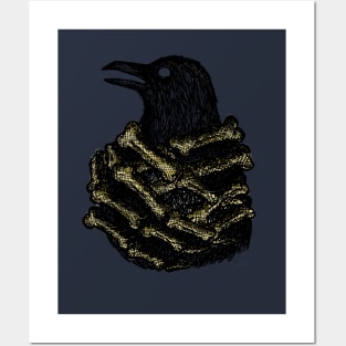 Crow/raven and bone Posters and Art